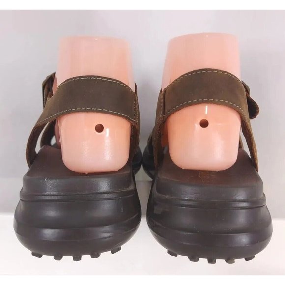 Skechers Leather Sandals Size 7 Dark Brown Upper Buckle Strap Foam Footbed 45773 main image 4